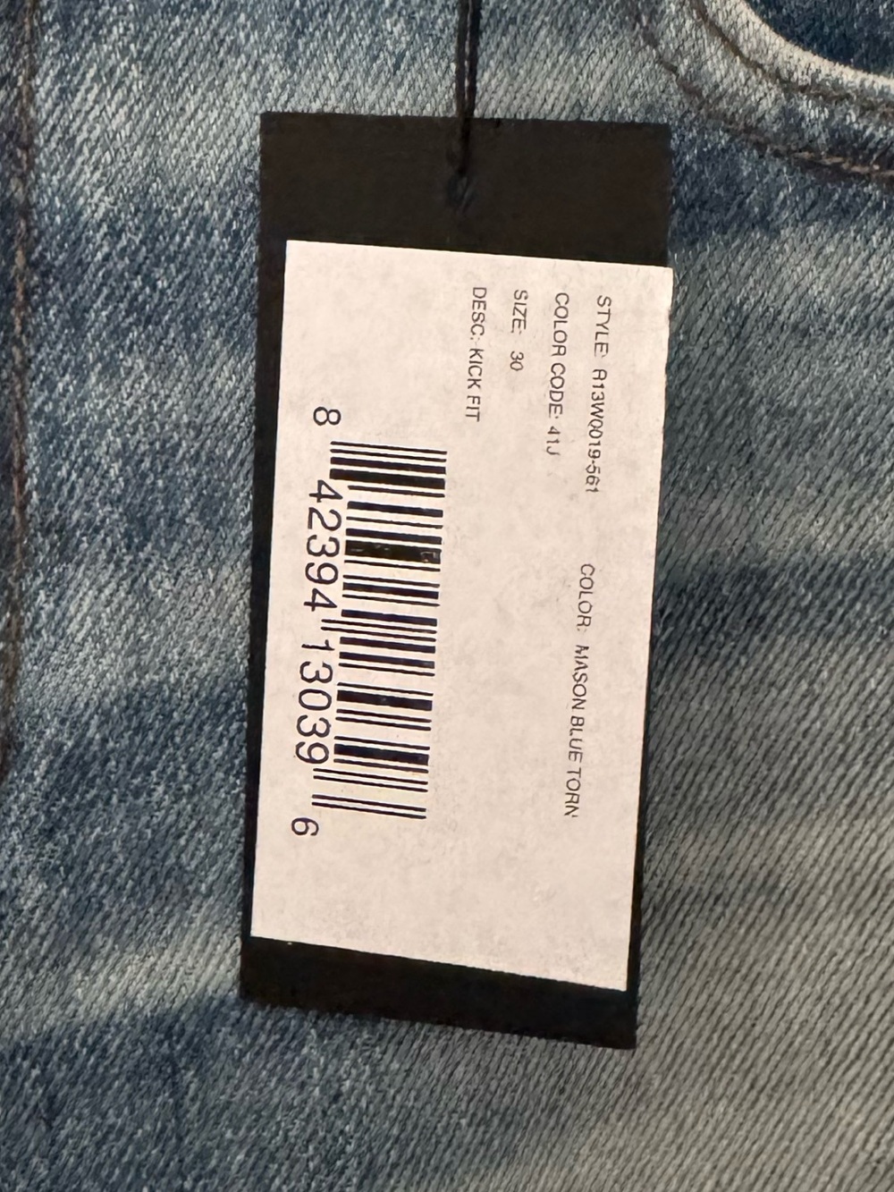 R13 Kick Fit Torn Straight Jeans 30 Mason Blue Denim Raw Hem Minimalist NWT - Picture 16 of 16